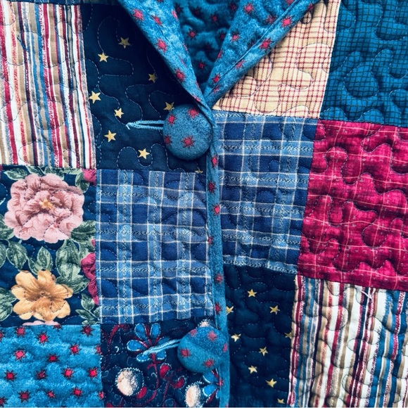 DONNA SHARP Jacket Coat Blazer Quilted Pockets Boho Cottage Core Women’s Medium - Picture 4 of 7